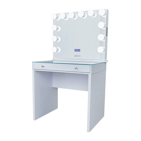 SlayStation Mini Table With Bluetooth Mirror White