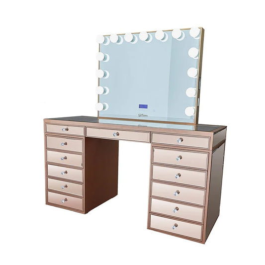 Mirrored Hollywood Makeup Vanity Station Rose Gold finish