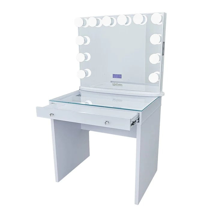 SlayStation Mini Table With Bluetooth Mirror White