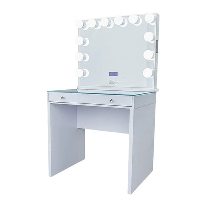 SlayStation Mini Table With Bluetooth Mirror White