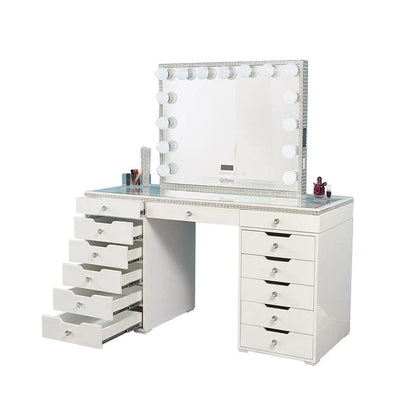 Hollywood Makeup Vanity Station White Crystal