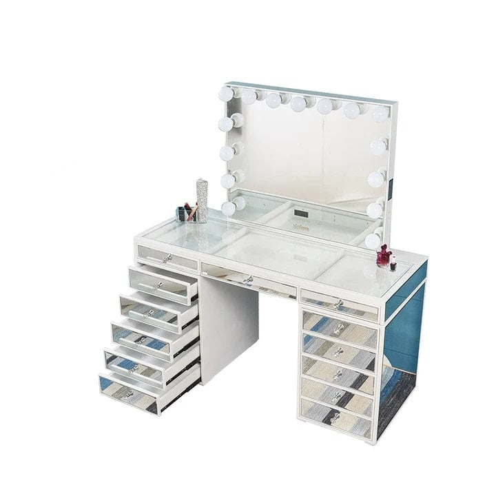 Mirrored Hollywood Makeup Vanity Station White