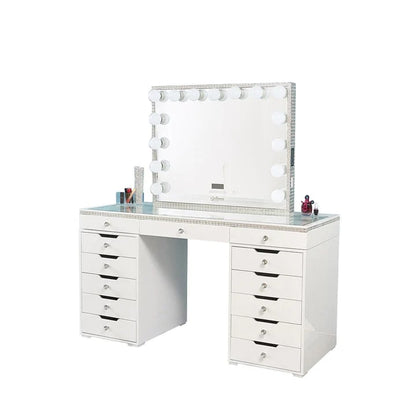 Hollywood Makeup Vanity Station White Crystal